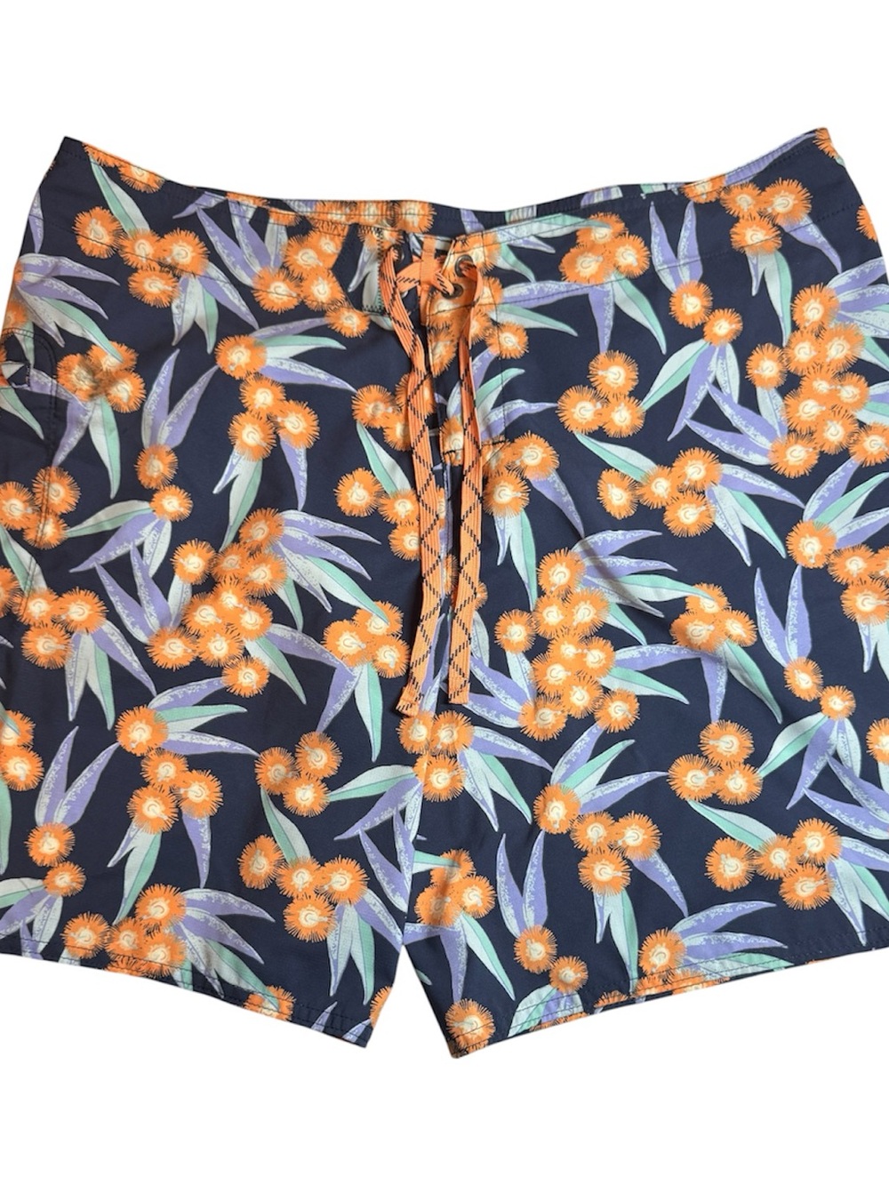 Patagonia Navy Swim Shorts with Orange Floral Print